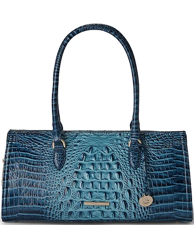 BRAHMIN Retro Blue Melbourne Ombre Sophia E/W Satchel Bag