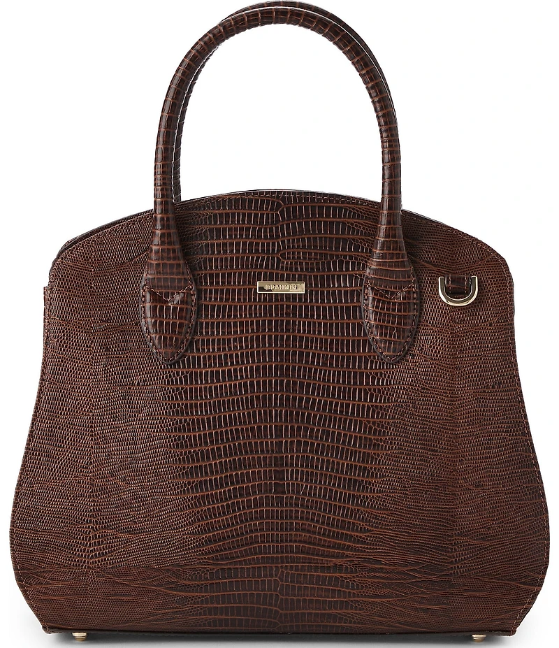 BRAHMIN Rosetta Chestnut Glenwood Collection Woven Animal Print Satchel Bag