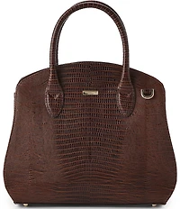 BRAHMIN Rosetta Chestnut Glenwood Collection Woven Animal Print Satchel Bag
