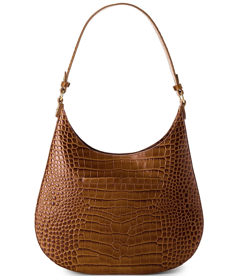 BRAHMIN Saddle Venture Collection Fallon Raffia and Suede Shoulder Bag