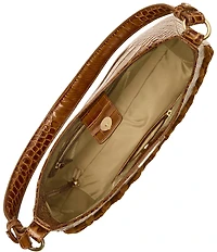 BRAHMIN Saddle Venture Collection Fallon Raffia and Suede Shoulder Bag