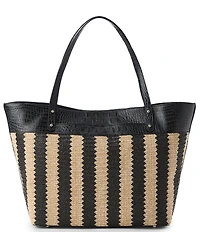 BRAHMIN Resort Samos Collection Black Ally Raffia Day Tote Bag