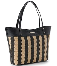 BRAHMIN Resort Samos Collection Black Ally Raffia Day Tote Bag