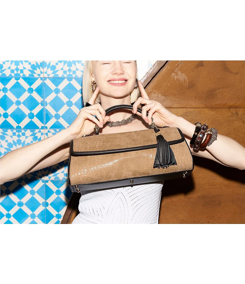 BRAHMIN San Lorenzo Collection Latte Dayan Satchel Bag