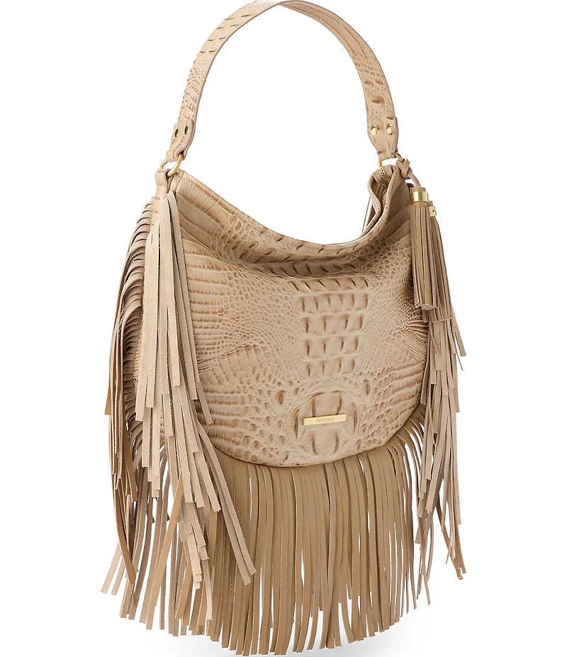 BRAHMIN Sandstorm Bonita Collection Small Kathleen Fringe Shoulder Bag