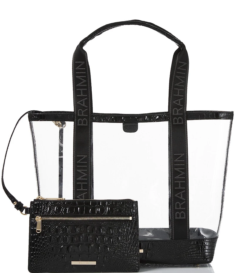 BRAHMIN Seagate Collection Affinity Brooke Clear Contrast Trim Tote Bag