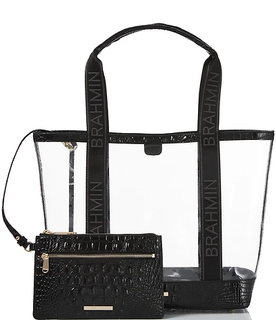 BRAHMIN Seagate Collection Affinity Brooke Clear Contrast Trim Tote Bag