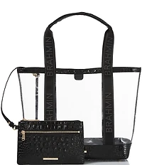 BRAHMIN Seagate Collection Affinity Brooke Clear Contrast Trim Tote Bag