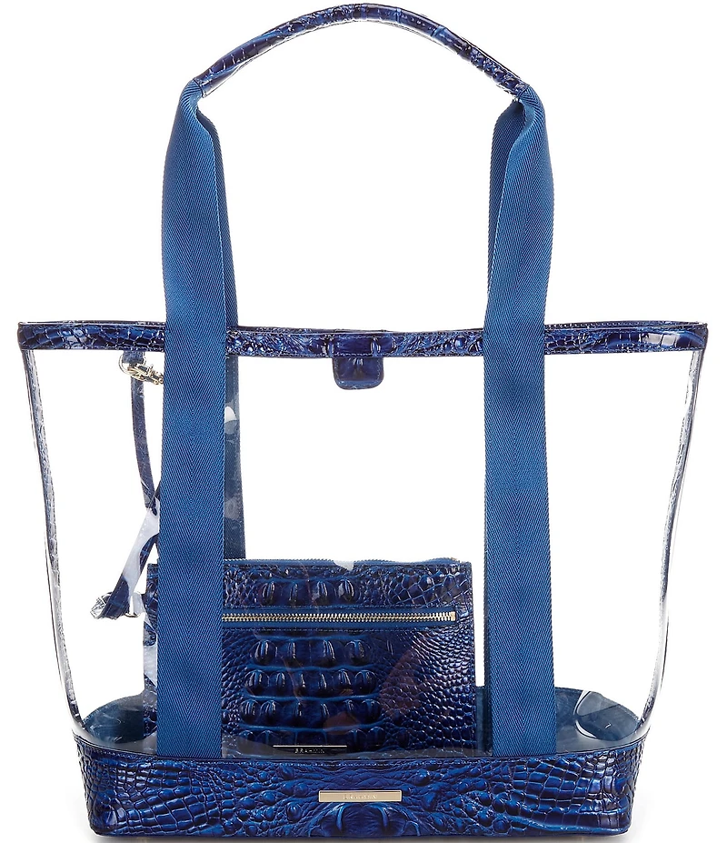 BRAHMIN Seagate Collection Affinity Brooke Clear Contrast Trim Tote Bag