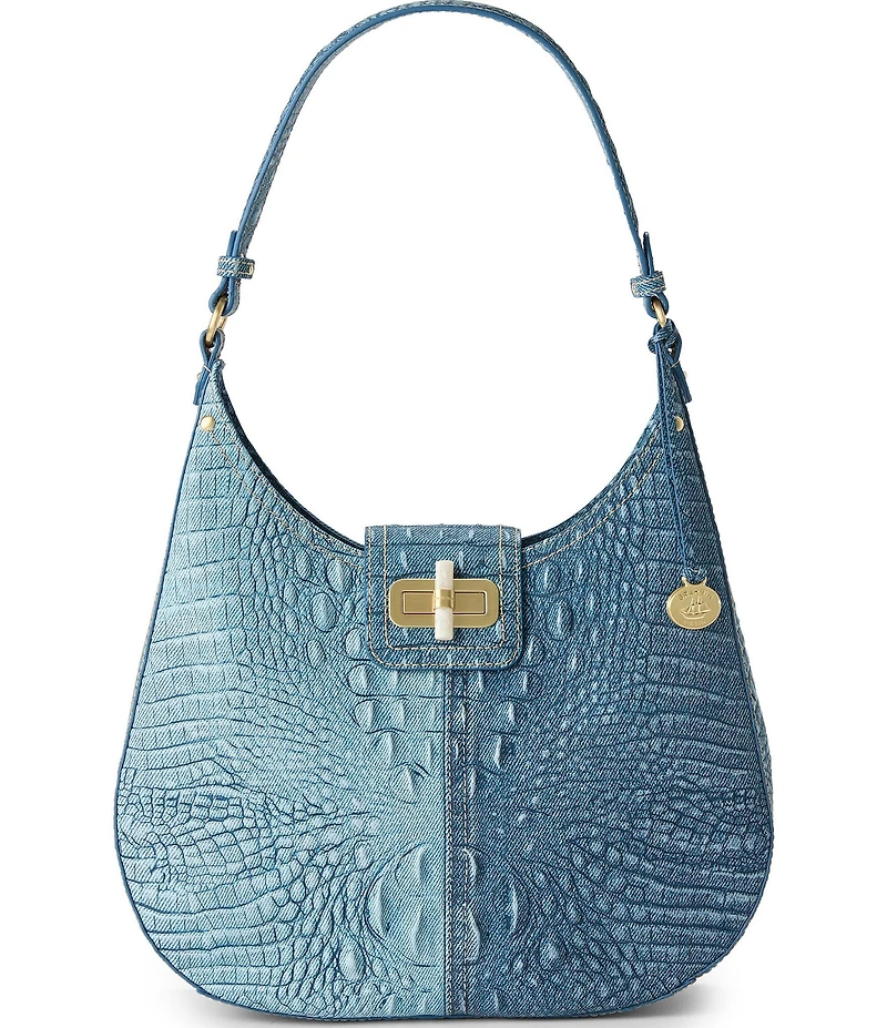 BRAHMIN Secour Collection Denim Fallon Hobo Shoulder Bag