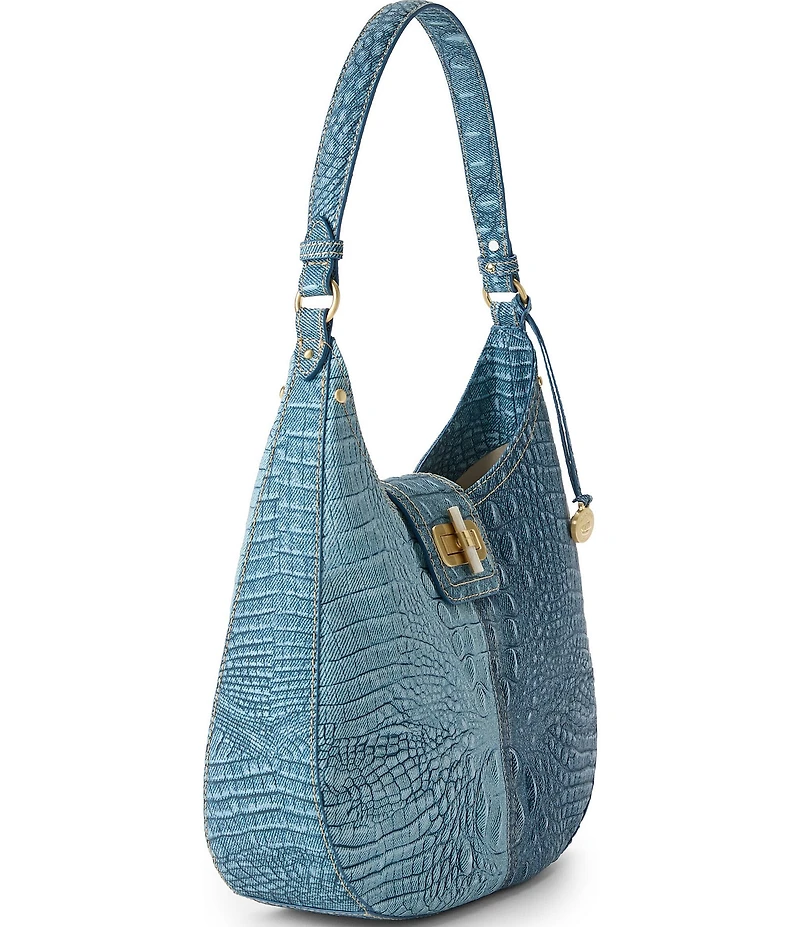 BRAHMIN Secour Collection Denim Fallon Hobo Shoulder Bag