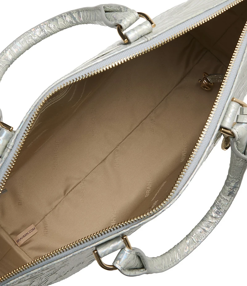 BRAHMIN Serenade Collection Silver Large Duxbury Satchel Bag