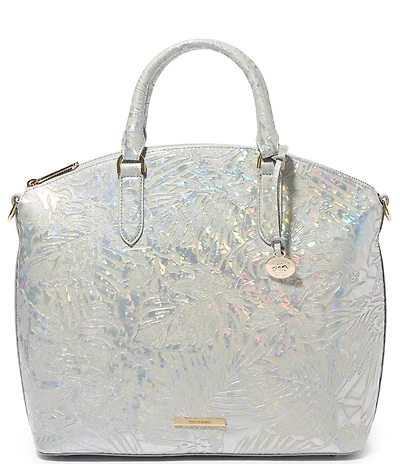 BRAHMIN Serenade Collection Silver Large Duxbury Satchel Bag