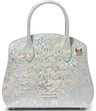BRAHMIN Serenade Collection Silver Rosetta Satchel Bag