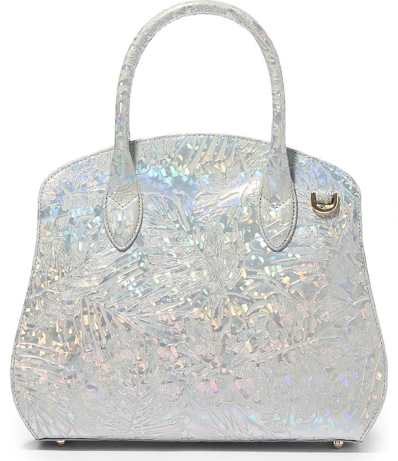 BRAHMIN Serenade Collection Silver Rosetta Satchel Bag