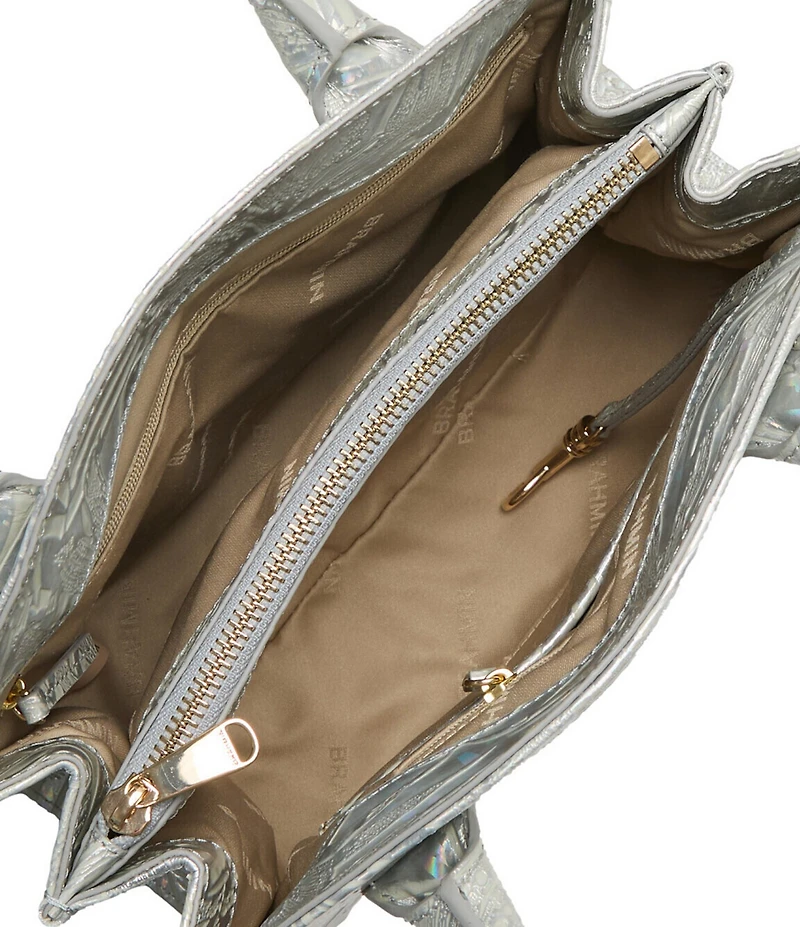 BRAHMIN Serenade Collection Silver Rosetta Satchel Bag