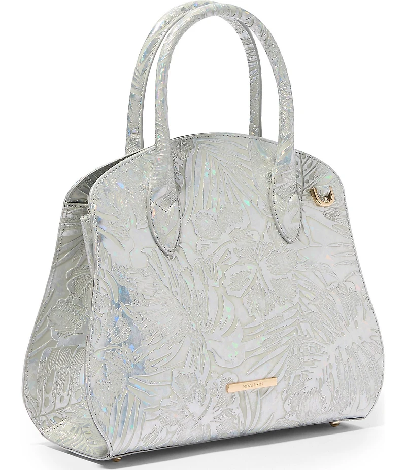 BRAHMIN Serenade Collection Silver Rosetta Satchel Bag