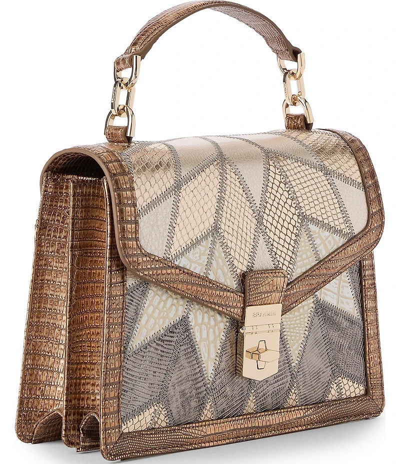 BRAHMIN Silverhill Collection Small Hallie Patchwork Satchel Bag