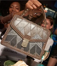 BRAHMIN Silverhill Collection Small Hallie Patchwork Satchel Bag