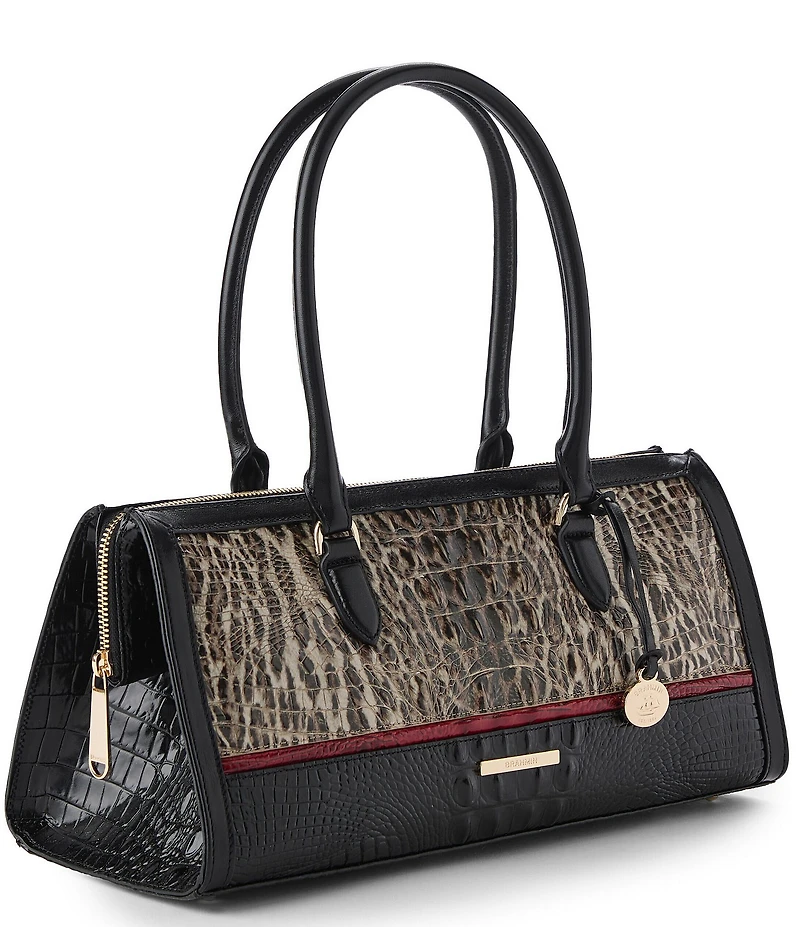 BRAHMIN Sophia Calgary Collection Ocelot Animal Print Satchel Bag