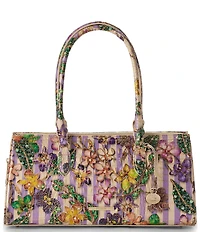 BRAHMIN Sophia Pinstripe Petals East West Satchel Bag