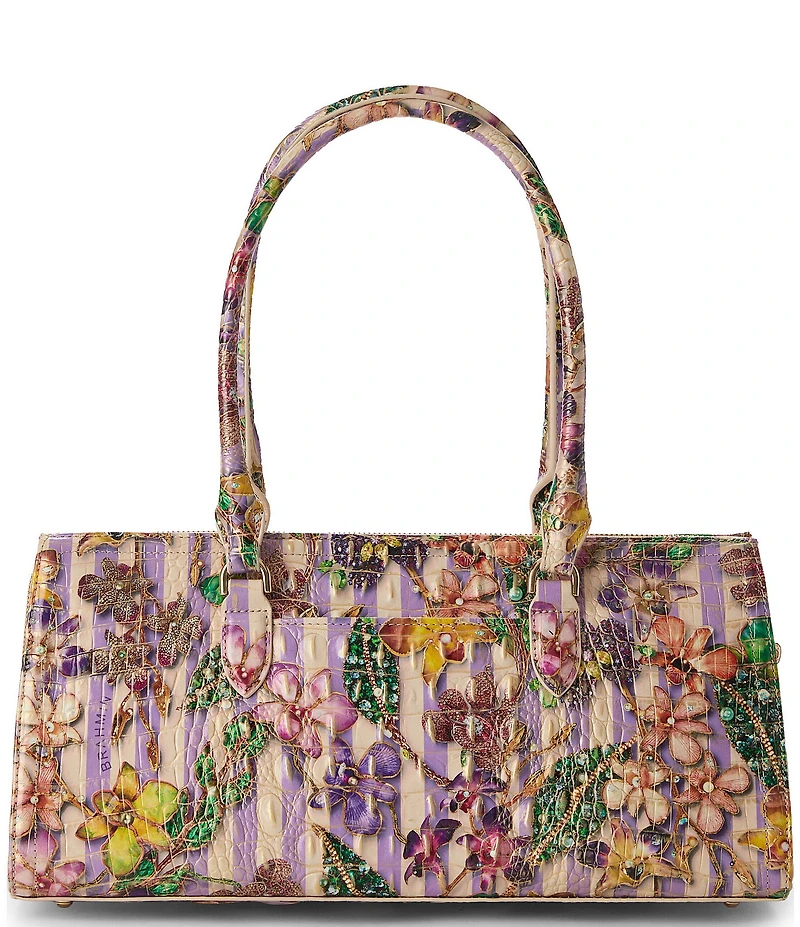BRAHMIN Sophia Pinstripe Petals East West Satchel Bag