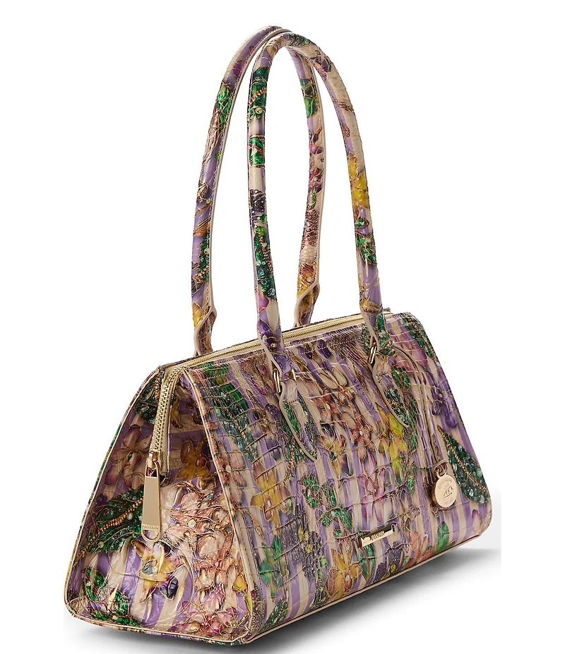 BRAHMIN Sophia Pinstripe Petals East West Satchel Bag