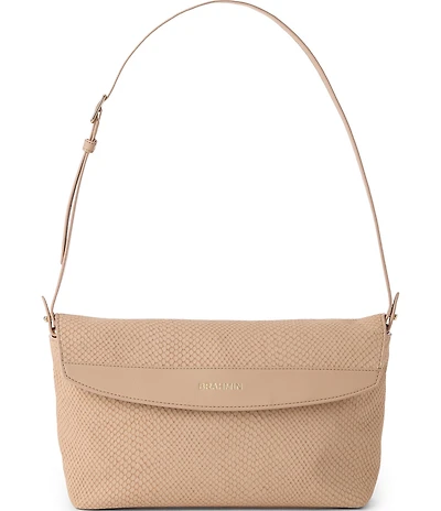 BRAHMIN Tan Dawnlight Collection Snake Embossed Kalina Shoulder Bag