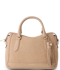 BRAHMIN Tan Dawnlight Collection Snake Embossed Micaela Slouchy Satchel