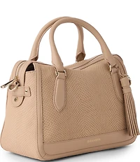 BRAHMIN Tan Dawnlight Collection Snake Embossed Micaela Slouchy Satchel