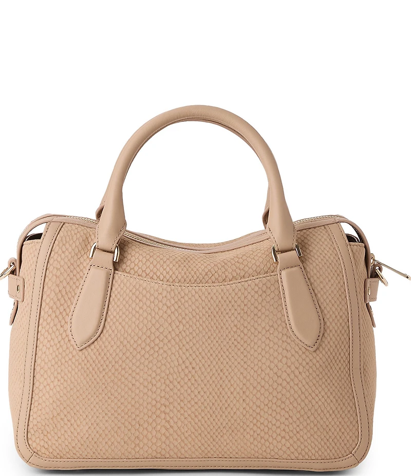 BRAHMIN Tan Dawnlight Collection Snake Embossed Micaela Slouchy Satchel