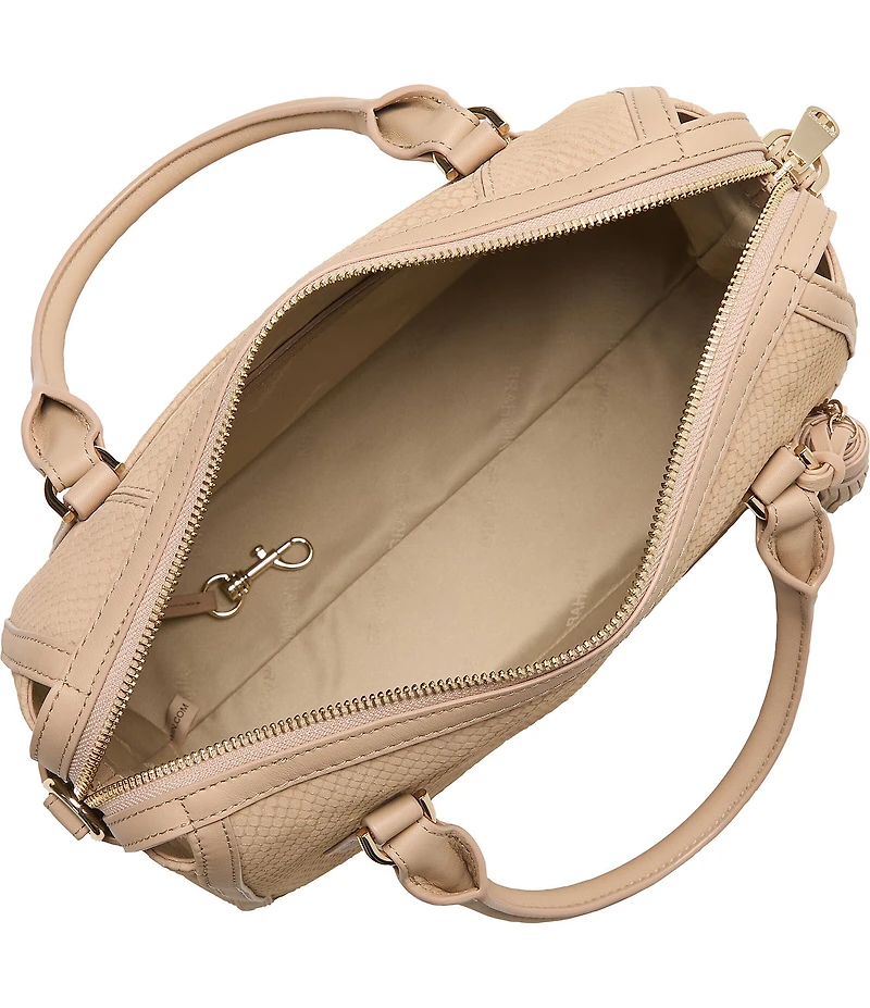 BRAHMIN Tan Dawnlight Collection Snake Embossed Micaela Slouchy Satchel