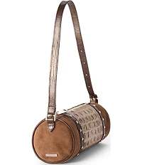 BRAHMIN Taupe Ensemble Billie Suede & Leather Studded Shoulder Bag