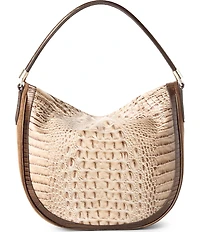 BRAHMIN Taupe Ensemble Small Kathleen Suede & Leather Studded Hobo Shoulder Bag