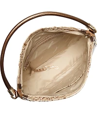 BRAHMIN Taupe Ensemble Small Kathleen Suede & Leather Studded Hobo Shoulder Bag