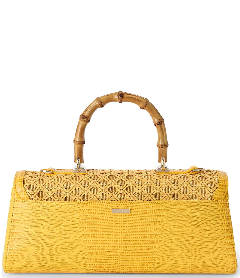 BRAHMIN Vivid Yellow Sunshadow Collection Dayan Raffia Top Handle Satchel Bag