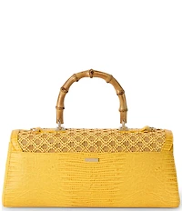 BRAHMIN Vivid Yellow Sunshadow Collection Dayan Raffia Top Handle Satchel Bag