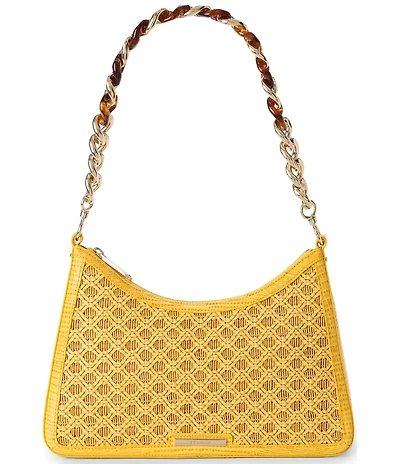 BRAHMIN Vivid Yellow Sunshadow Collection Mod Esme Raffia Shoulder Bag