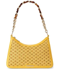 BRAHMIN Vivid Yellow Sunshadow Collection Mod Esme Raffia Shoulder Bag