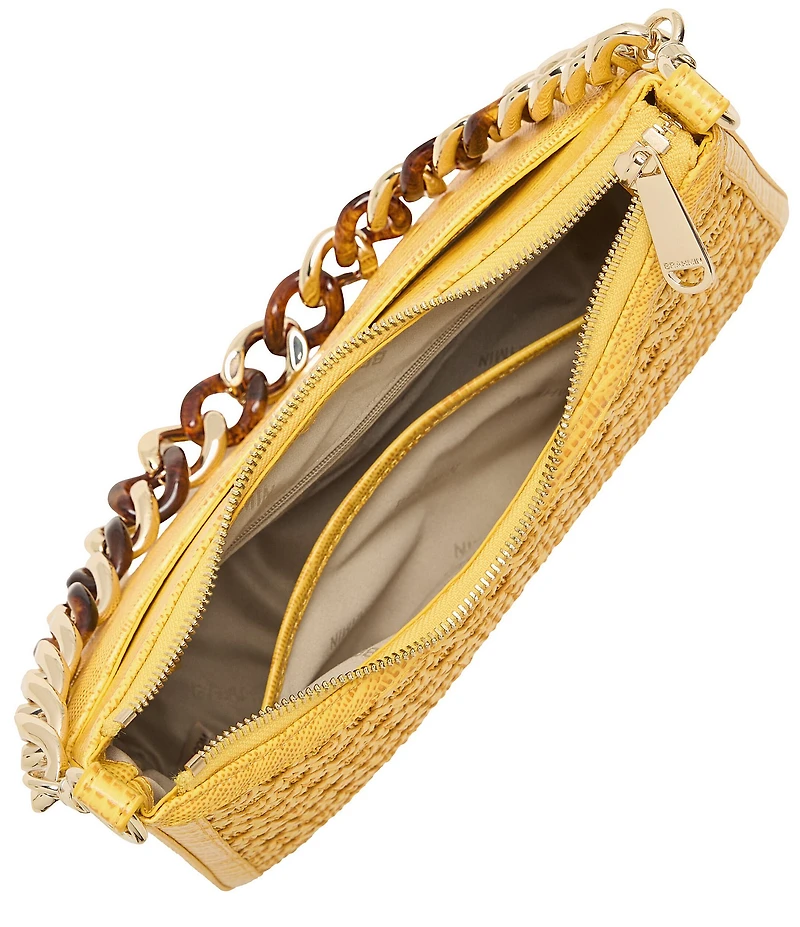 BRAHMIN Vivid Yellow Sunshadow Collection Mod Esme Raffia Shoulder Bag