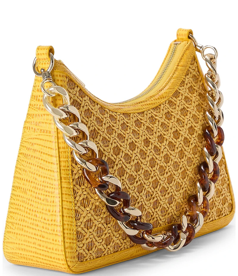 BRAHMIN Vivid Yellow Sunshadow Collection Mod Esme Raffia Shoulder Bag