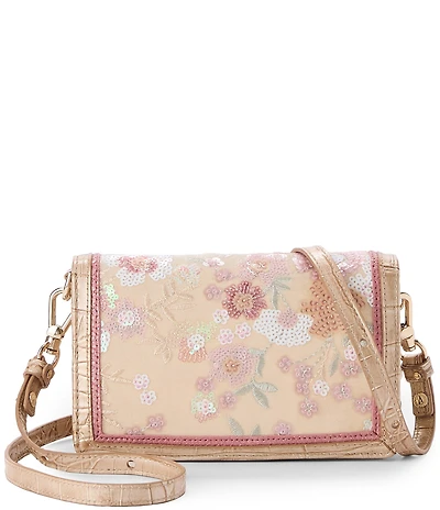 BRAHMIN Whimsy Collection Minuette Floral Sequin Velvet Crossbody Bag