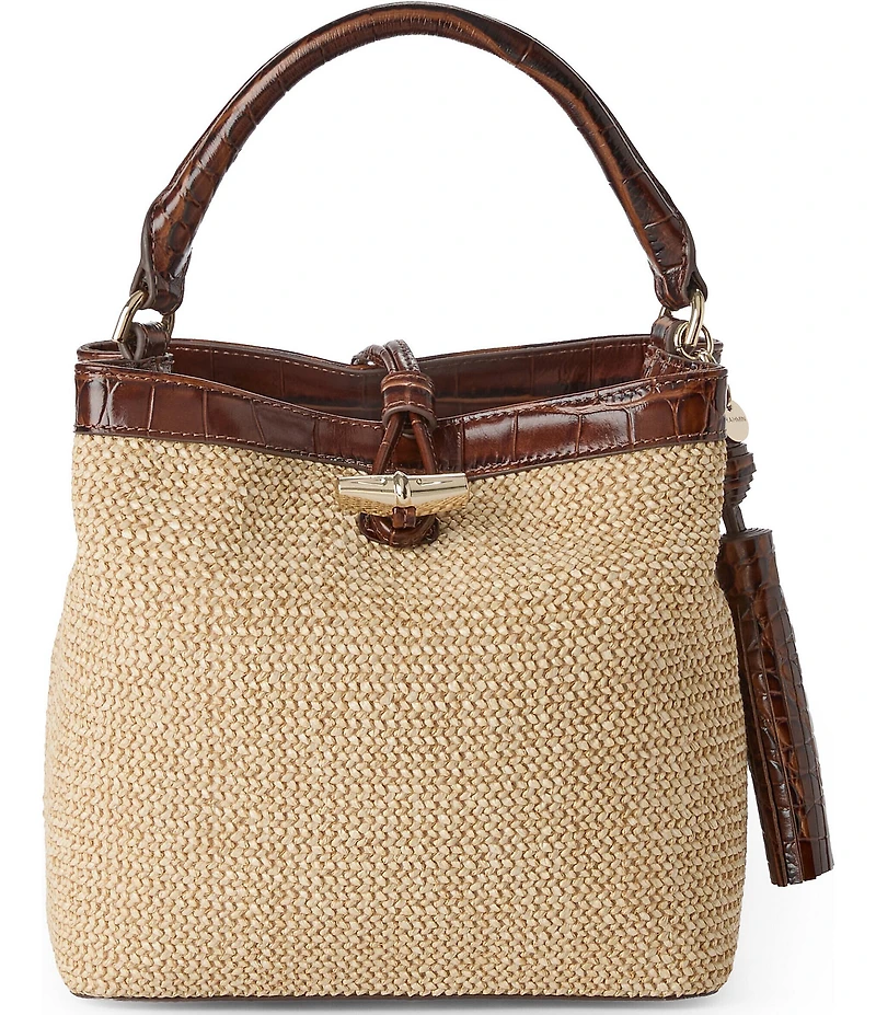 BRAHMIN Windswept Collection Mini Amelia Raffia Bucket Bag
