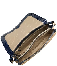 BRAHMIN Windswept Collection Navy Jolene Raffia Shoulder Bag