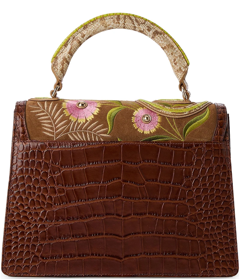 BRAHMIN Yuma Collection Hallie Snake Embroidered Satchel Bag