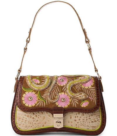 BRAHMIN Yuma Collection Nerida Snake Embroidered Shoulder Bag
