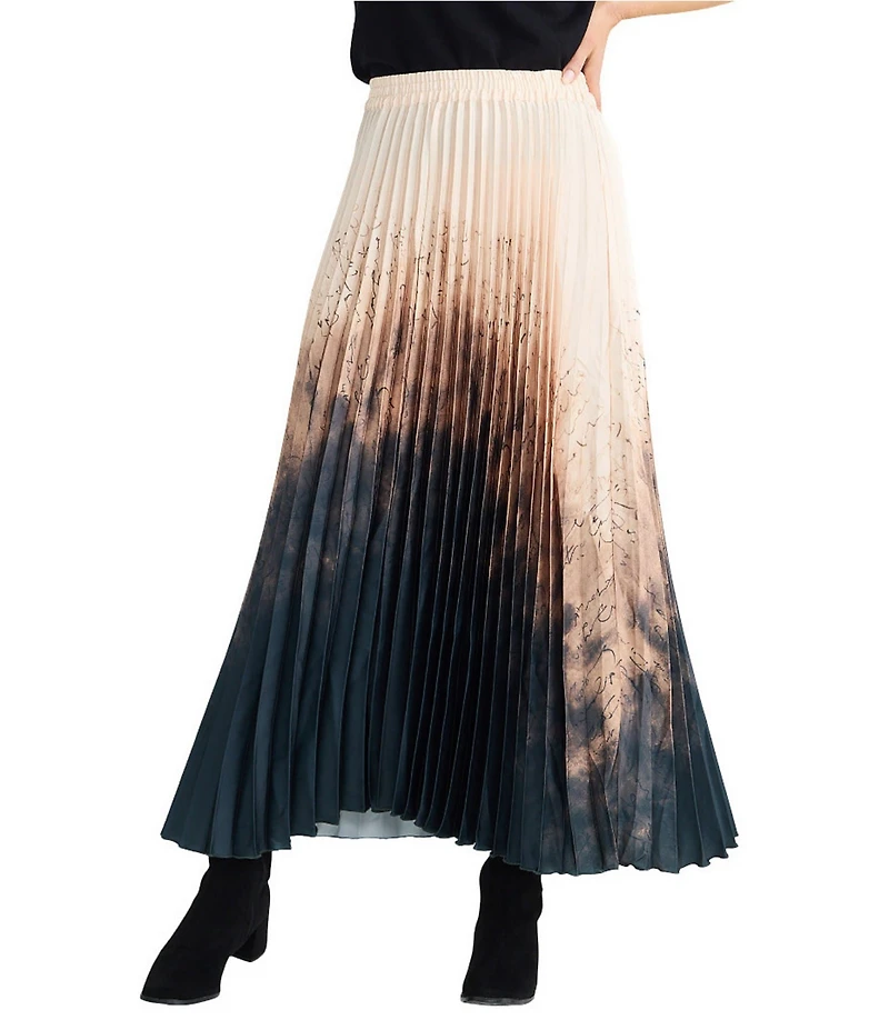 Brave + True Alias Coordinating Pleated Ombre Print Maxi Skirt