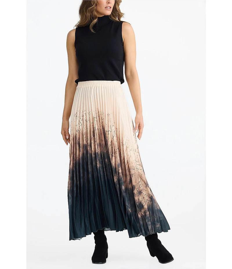 Brave + True Alias Coordinating Pleated Ombre Print Maxi Skirt