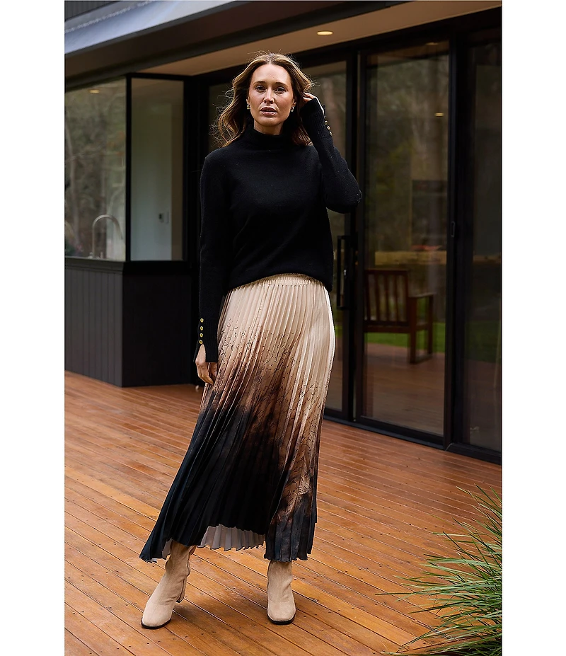 Brave + True Alias Coordinating Pleated Ombre Print Maxi Skirt