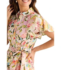 Brave + True Alice Collared Short Sleeve Tie Waist Button Front Midi Dress